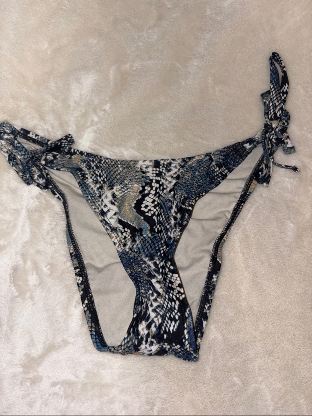 Snake Print Tie-Side Bikini Bottoms
